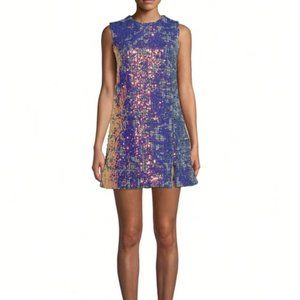 Nicole Miller Sequin Tweed Sleeveless Mini Shift Dress Sz 4